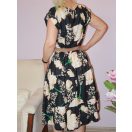 Virágos,öves ruha!  fekete L-XL