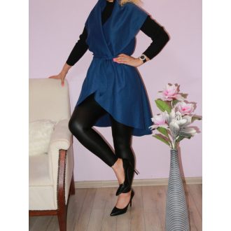 Filc, kerekített aljú,öves mellény !  királykék  S-XL