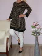  D betű mintás,latex betétes tunika! fekete-bézs L-XL