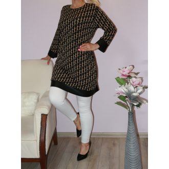  D betű mintás,latex betétes tunika! fekete-bézs L-XL