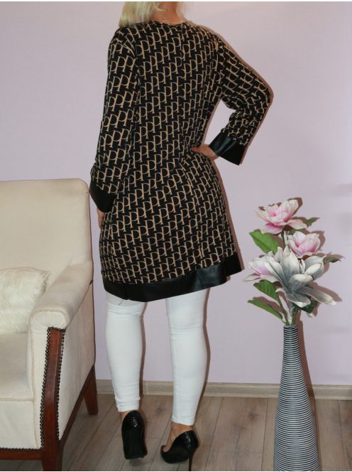  D betű mintás,latex betétes tunika! fekete-bézs L-XL