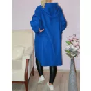 Kapucnis,cipzáras,zsebes filc kabát! királykék XL-XXL