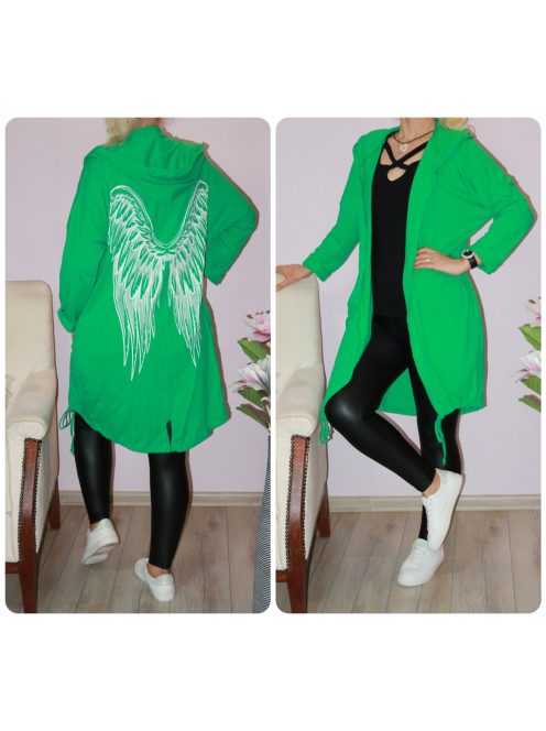 Kapucnis,zsebes,angyalszárnyas kardigán ! zöld L-XXL
