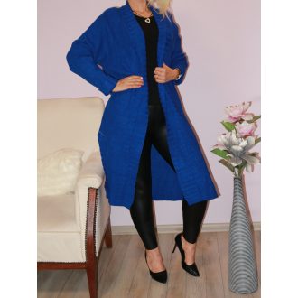 Felsliccelt ,likrás kötött kardigán !  királykék L-XXL