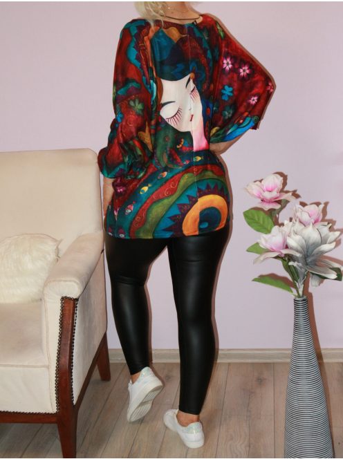 Arcmintás,puhaanyagú,denevérujjas felső! L-XXL