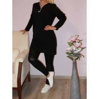 Kapucnis,zsebes,cipzáras tunika!  fekete M-XL