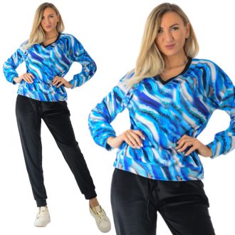 Hullám  mintás,V nyakú,plüss szett ! M-XL