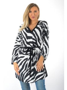 Zebra mintás V nyakú,öves ingtunika!  L-XL