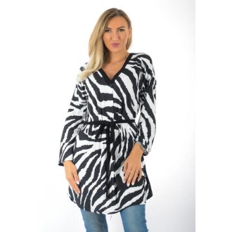 Zebra mintás V nyakú,öves ingtunika!  L-XL