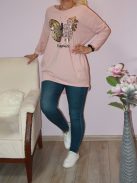 Lepkés,zsebes tunika! púderrózsaszín ! L-XXL