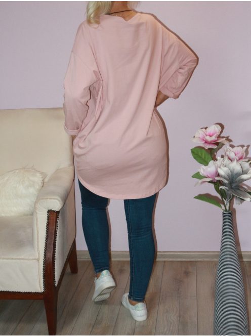 Lepkés,zsebes tunika! púderrózsaszín ! L-XXL
