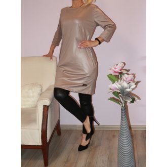 Denevérujjas,zsebes,latex tunika ! cappuccino L/XL,2XL/3XL