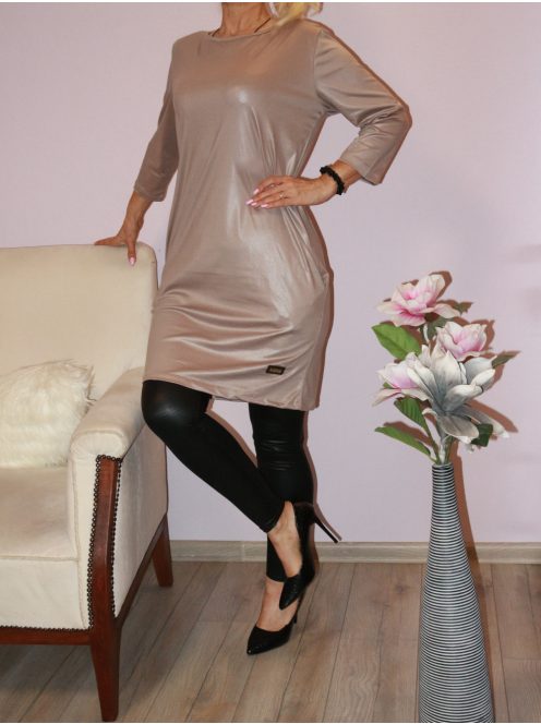 Denevérujjas,zsebes,latex tunika ! cappuccino L/XL,2XL/3XL