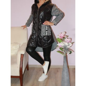   Steppelt,buklé betétes,cipzáras,kapucnis kabátka!  szürke-fekete L-XL