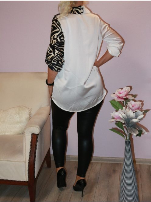 Zebra mintás,roll-up ujjú ,szatén ing! M-XL