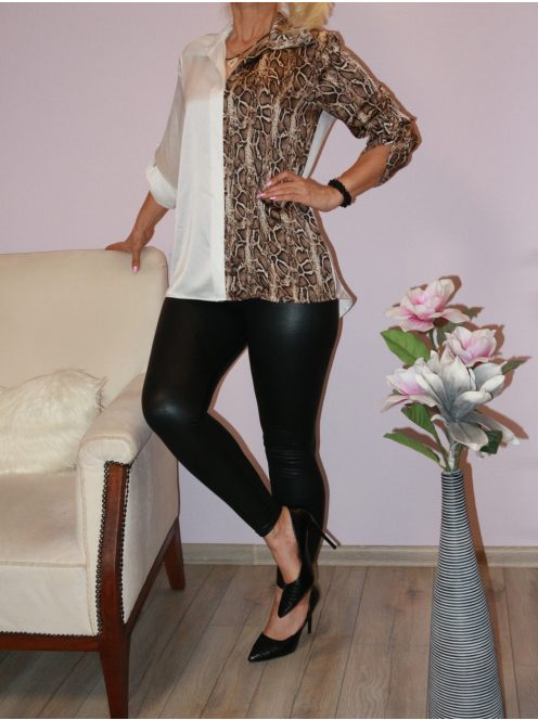 Kígyóbőr mintás,roll-up ujjú ,szatén ing! M-XL