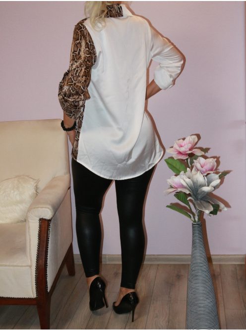 Kígyóbőr mintás,roll-up ujjú ,szatén ing! M-XL