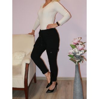 Oldalzsebes,derékban gumis nadrág! fekete M-XL