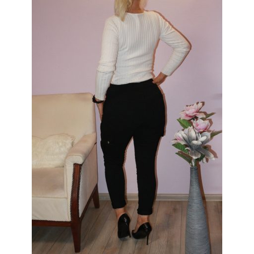 Oldalzsebes,derékban gumis nadrág! fekete M-XL