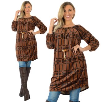 Görögmintás ,gumis nyakú,plüss tunika !  L-XXL