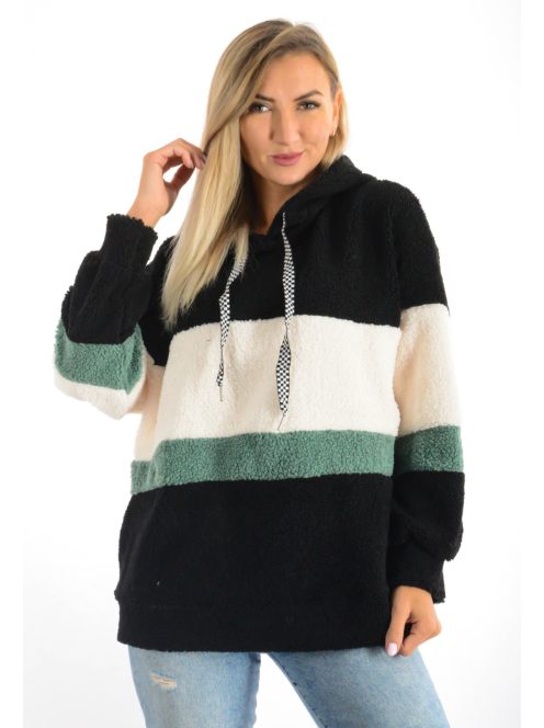 Trikolor,kapucnis,pihe-puha,buklé  anyagú felső !  fekete  L-XXL