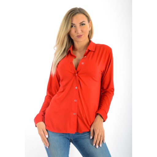 Pamut hatású,végig gombos ing ! piros  M-L