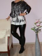 Rénszarvasos,V nyakú,pihe-puha anyagú felső ! fekete  L-XXL