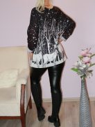 Rénszarvasos,V nyakú,pihe-puha anyagú felső ! fekete  L-XXL