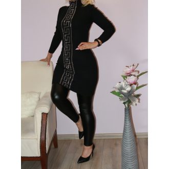 Strasszos,likrás kötött tunika ! fekete S-L