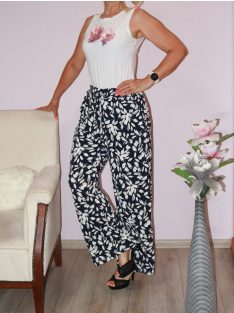   Levál mintás,derékban kötős,egyenesszárú,zsebes nadrág!  L-XXL