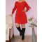 Tüllbetétes-csipkés ujjú,lurex tunika/ruha ! piros  M-XL