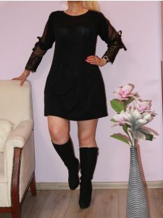   Tüllbetétes-csipkés ujjú,lurex tunika/ruha ! fekete  M-XL