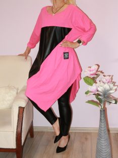    Aszimmetrikus aljú,latex betétes ,lenge tunika! pink  XXL-3XL