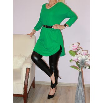 V nyakú,öves,kerekített aljú tunika! zöld M-XL