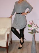 V nyakú,öves,kerekített aljú tunika! szürke  M-XL