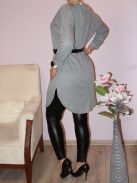 V nyakú,öves,kerekített aljú tunika! szürke  M-XL