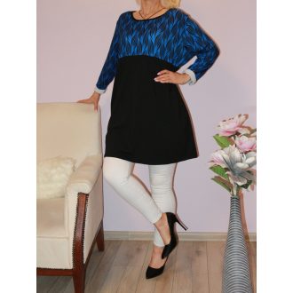 Mintás,zsebes tunika!  királykék-fekete L-XXL