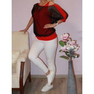 Hálós,duplaanyagú,denevérujjas felső !  piros  M-XL