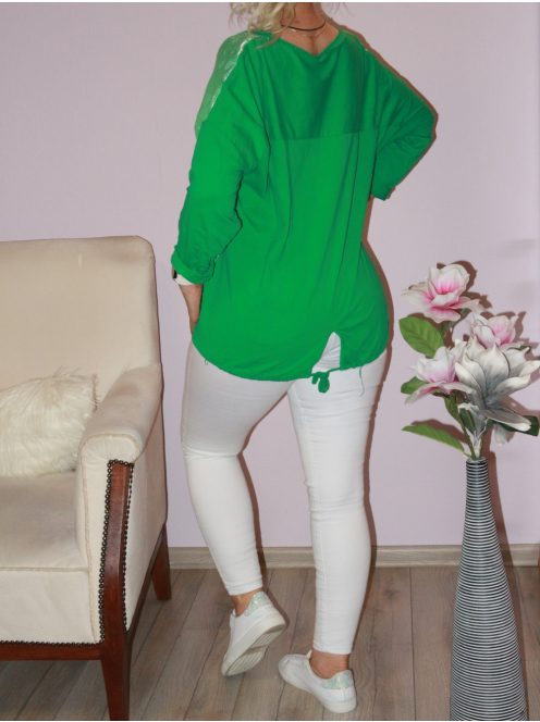 Szívecskés,alja kötős felső!  zöld L-XL