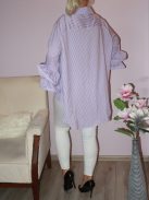 Csíkos,fodros ujjú hátulja hosszabb ing ! lila-fehér  L-XXL