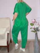 Plüss V nyakú,rövidujjú,zsebes szabadidőruha ! zöld  XXL-3XL