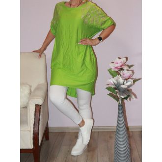 Strasszos,denevérujjas,zsebes tunika! zöld L-XL