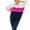 Trikolor,lenge RUCY FASHION tunika!   fehér-sötétkék-pink  L-XXL