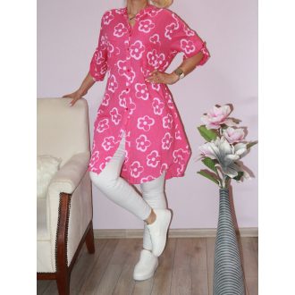 Virágos,zsebes,roll-up ujjú ing! pink L-XL