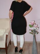 Virágos,zsebes,hátulja hosszabb tunika! fekete L-XL
