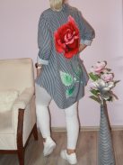  Rózsás,csíkos,hátulja hosszabb ing ! L-XXL
