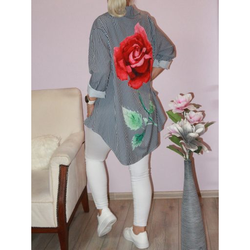  Rózsás,csíkos,hátulja hosszabb ing ! L-XXL