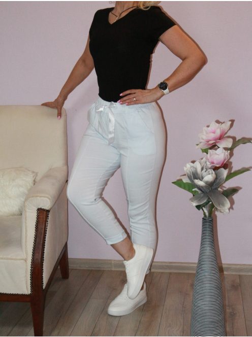 Gumírozott derekú,elöl tűzött ,zsebes nadrág ! fehér M-XL