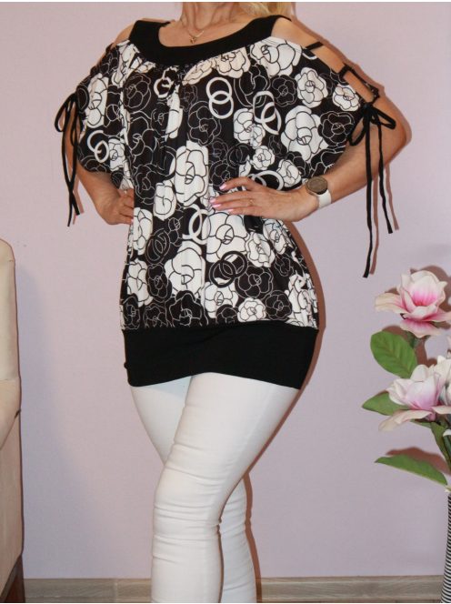Rózsás,denevérujjas,válla nyitott felső!  L-XXL
