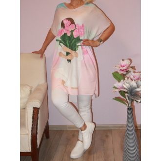 Mintás,V nyakú,hátulja hosszabb tunika! L-XXL